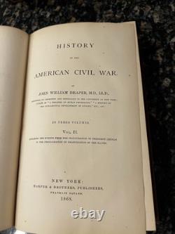 LA GUERRE DE SECESSION EN AMÉRIQUE VOLUMES 1-3 Par John W. Draper 1867 RARE
