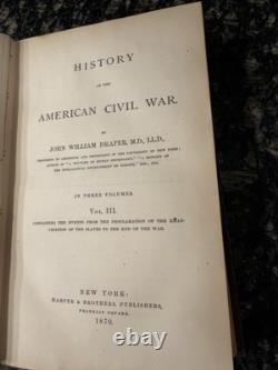 LA GUERRE DE SECESSION EN AMÉRIQUE VOLUMES 1-3 Par John W. Draper 1867 RARE