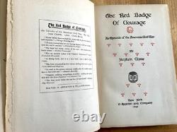 L'ÉCUSSON ROUGE DU COURAGE par STEPHEN CRANE 1896 ÉDITION ANCIENNE HC ROMAN DE LA GUERRE CIVILE