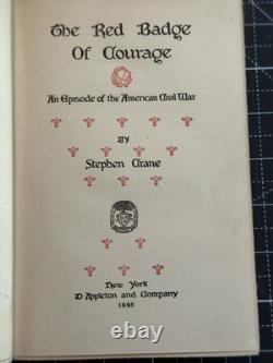 L’Insigne rouge du courage Stephen Crane 1896 Appleton Édition ancienne Relié