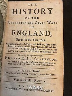 L'histoire de la rébellion et de la guerre civile en Angleterre, Comte de Clarendon 1717