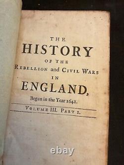 L'histoire de la rébellion et de la guerre civile en Angleterre, Comte de Clarendon 1717