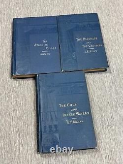 La Marine pendant la Guerre Civile 1883 Ensemble de 3 livres Côte Atlantique Charleston SC Cartes