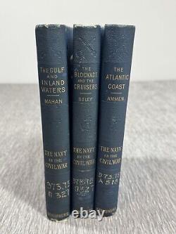 La Marine pendant la Guerre Civile 1883 Ensemble de 3 livres Côte Atlantique Charleston SC Cartes