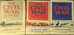 La guerre civile : un récit de Shelby Foote en 3 volumes, édition de 1958, 1963, 1974, relié avec jaquette.