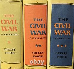 La guerre civile : un récit de Shelby Foote en 3 volumes, édition de 1958, 1963, 1974, relié avec jaquette.