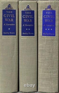 La guerre civile : un récit de Shelby Foote en 3 volumes, édition de 1958, 1963, 1974, relié avec jaquette.