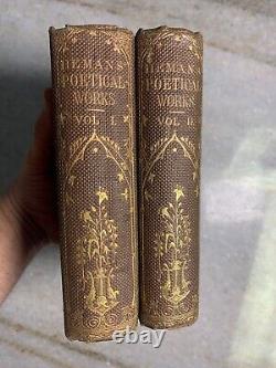 Livre ancien de la guerre civile de 1868 Œuvres poétiques de MRS HEMAN ornées et dorées victoriennes