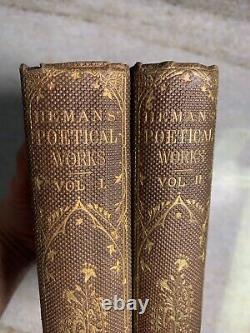 Livre ancien de la guerre civile de 1868 Œuvres poétiques de MRS HEMAN ornées et dorées victoriennes