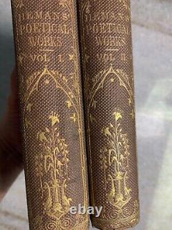 Livre ancien de la guerre civile de 1868 Œuvres poétiques de MRS HEMAN ornées et dorées victoriennes