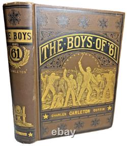Livre ancien orné et décoratif victorien 'Les garçons de '61' Guerre de Sécession 1883