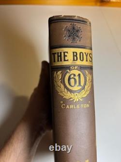 Livre ancien orné et décoratif victorien 'Les garçons de '61' Guerre de Sécession 1883