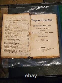 Livre de cantiques de tempérance 1874 J. N. Stearns Rare Livre de cantiques de l'ère de la guerre civile? Antique