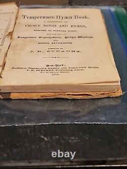 Livre de cantiques de tempérance 1874 J. N. Stearns Rare Livre de cantiques de l'ère de la guerre civile? Antique