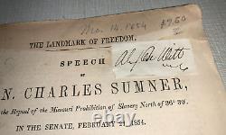 Lot (2) Charles Sumner Abolition de l'esclavage de la barbarie Missouri Prohibition 1854-1860