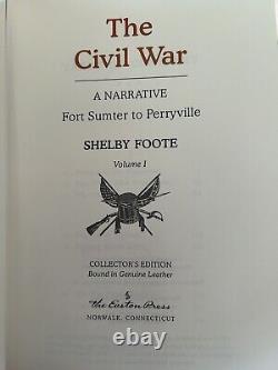 MASSIVE La NARRATION DE LA GUERRE CIVILE Shelby Foote Ensemble de 3 Volumes Signé Easton Press 2010