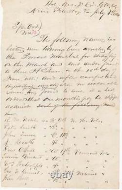 Manuscrit signé par le général de brigade de la guerre civile Potter, ordre spécial sur les traînards en 1864.
