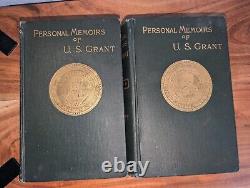 Mémoires d'US Grant 1885-86 Première édition en 2 volumes, Président de la Guerre Civile, Antique