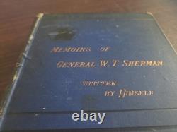 Mémoires du Général William T. Sherman 2 Volumes 1875 Première Édition Guerre de Sécession