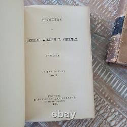 Mémoires du Général Willian T Sherman 1ère édition Histoire de la GUERRE CIVILE Ensemble de 2 volumes 1875