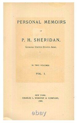 Mémoires personnelles de P. H. Sheridan 2 vol. HC 1ère édition 1888 Guerre civile