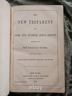 Nouveau Testament Quatre Volumes 1865 Guerre Civile Grand Primaire Société Biblique Américaine