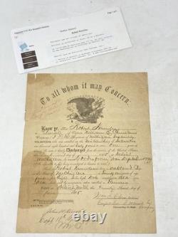 PAPIERS DE DÉCHARGE DE LA GUERRE CIVILE PRIVÉ ROBERT KNOWLES COMPAGNIE I 30e RÉGIMENT