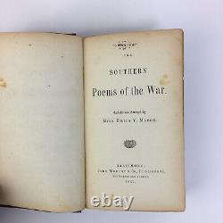 Poèmes du Sud de 1867 sur la Guerre : Miss Emily Mason, livre de la Guerre Civile, publié par John Murphy.