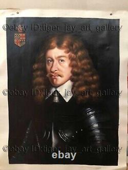 Portrait royaliste de la guerre civile anglaise du lieutenant George Addam, tableau à l'huile signé