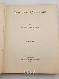 Rare OOAK Deux Petits Confédérés, 1908, Thomas Nelson Page, Fiction sur la Guerre Civile