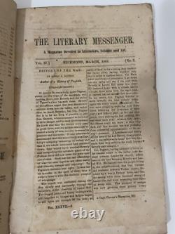 Rare historique 1865 Messenger littéraire du Sud ère confédérée de la guerre civile