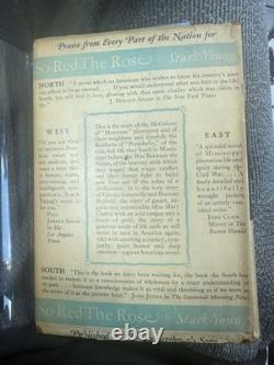 Si rouge la rose Stark Young 1934 DJ Guerre Civile Scribners Édition signée 1ère éd.