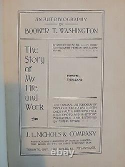 Super RARE L'histoire de ma vie et de mon travail par Booker T. Washington 1901