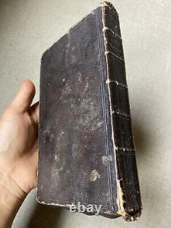 Sympa! Antique 1834 Avant La Guerre Civile Holy Bible Nice Cuir Reliure Maclean Ontario