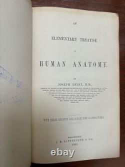 UN TRAITÉ ÉLÉMENTAIRE SUR L'ANATOMIE HUMAINE par LEIDY 1861 1ère ÉDITION ANTIQUE DE LA GUERRE CIVILE