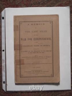 Un Mémoire de la Dernière Année de la Guerre d'Indépendance dans les États Confédérés
