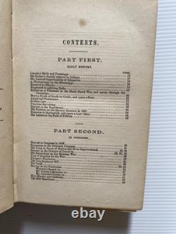 VIE ET DISCOURS D'ABRAHAM LINCOLN 1860 J. W. Bradley Pré-guerre civile Hamlin RARE