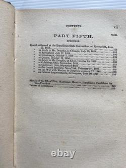 VIE ET DISCOURS D'ABRAHAM LINCOLN 1860 J. W. Bradley Pré-guerre civile Hamlin RARE