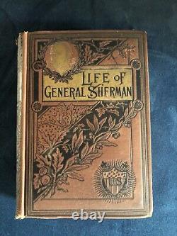 Vie du général Sherman - Livre relié de 1891 sur l'histoire de la guerre civile avec une dédicace