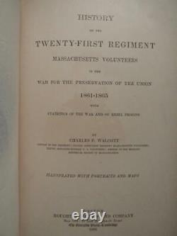 Vingt-et-unième Régiment des Volontaires du Massachusetts 1882 Première Édition Guerre CIVILE