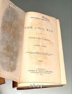 Vintage Antique 1868 Histoire Pictorielle De La Guerre Civile Perte De 3 Livre Volume